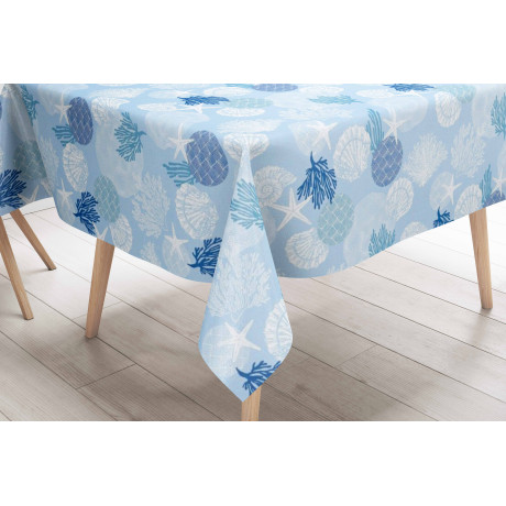 TOVAGLIA LIMA © in TELA CERATA plastificata LAVABILE idrorepellente in PVC CORALLI Blu Made in Italy