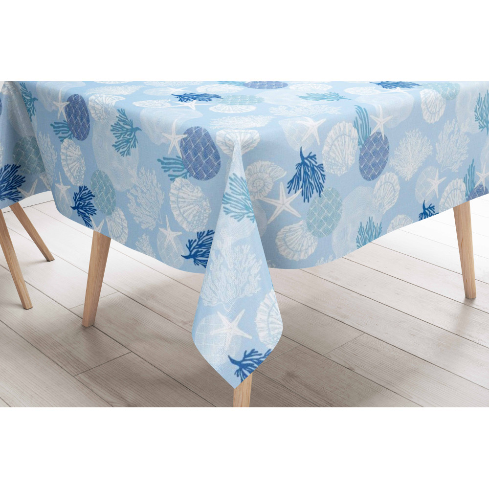 NAPPE LIMA © en PVC LAVABLE LAVABLE CORAIL Bleu Fabriqué en Italie