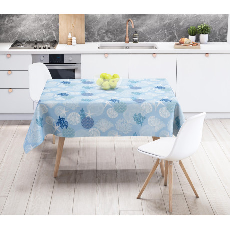 NAPPE LIMA © en PVC LAVABLE LAVABLE CORAIL Bleu Fabriqué en Italie 2