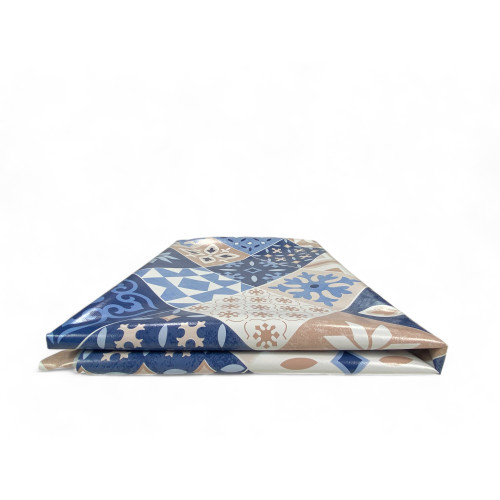 TABLECLOTH LIMA © in water-repellent plastic-coated waxed canvas in PVC MAJOLICA LIGHT BLUE Made in Italy
