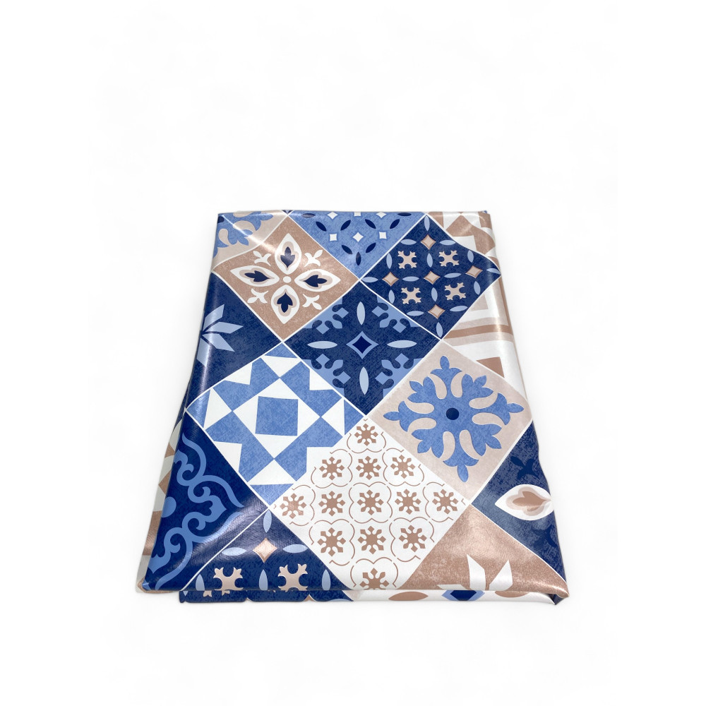 TISCHDECKE LIMA © aus wasserabweisendem, kunststoffbeschichtetem, gewachstem Segeltuch aus PVC MAJOLIKA HELLBLAU Made in Italy