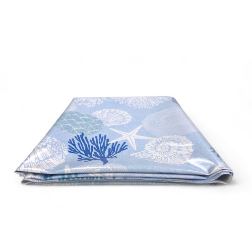 TOVAGLIA LIMA © in TELA CERATA plastificata LAVABILE idrorepellente in PVC CORALLI Blu Made in Italy