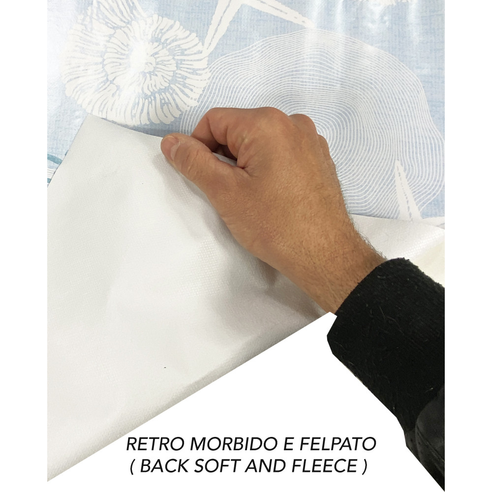 TABLECLOTH FILE © in water-repellent plastic-coated waxed canvas in CORALLI BLU PVC Made in Italy