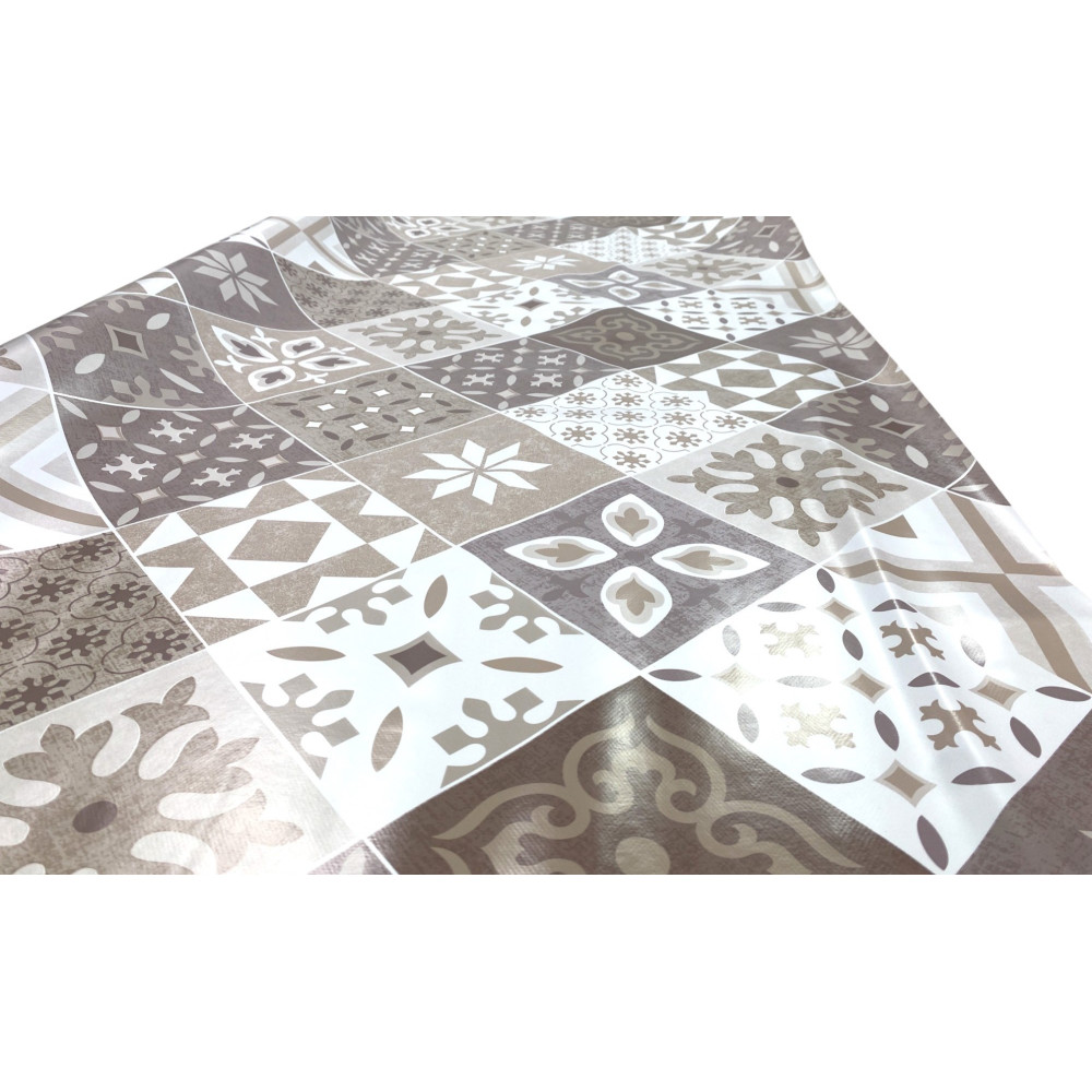 TABLECLOTH FILE © in water-repellent plastic-coated waxed canvas in PVC MAJOLICA Sand Made in Italy