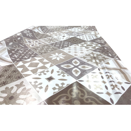TABLECLOTH FILE © in water-repellent plastic-coated waxed canvas in PVC MAJOLICA Sand Made in Italy