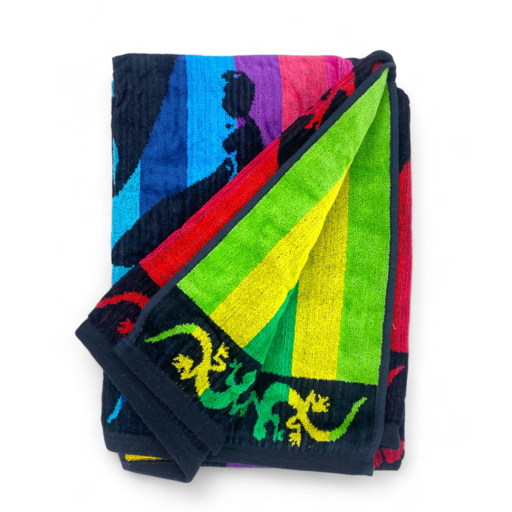 STRANDTUCH aus reinem Baumwollfrottee Jeko Surf Größe Large cm. 90 X 165 und Strandrucksack