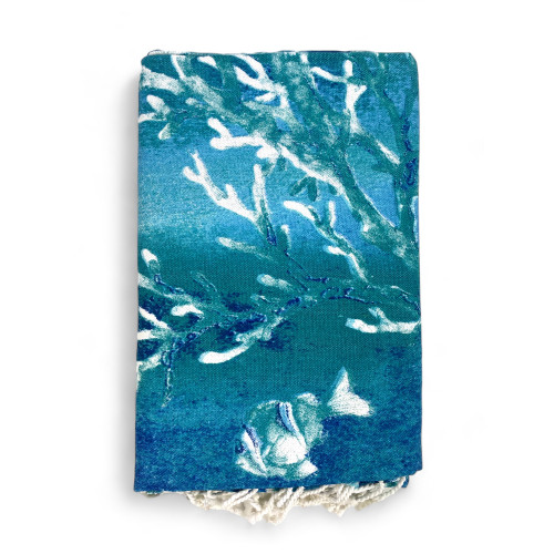 STRANDTUCH fouta CORALS Sämlinge GRÖSSE Large CM.100X200 mit Rucksack Strand KEEP CALM
