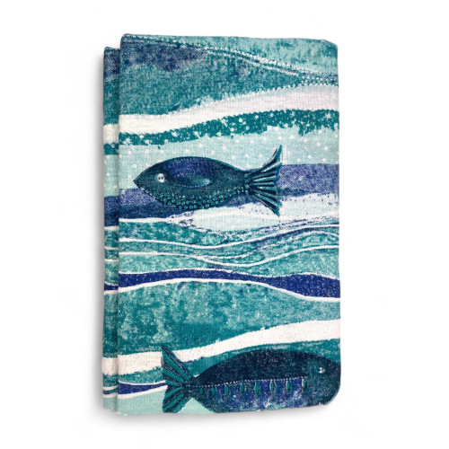 FOUTA BEACH TOWEL Large Blue Fish CM.100X200 with Beach Backpack KEEP CALM