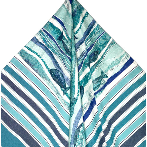 FOUTA BEACH TOWEL Großer blauer Fisch CM.100X200 mit Strandrucksack KEEP CALM