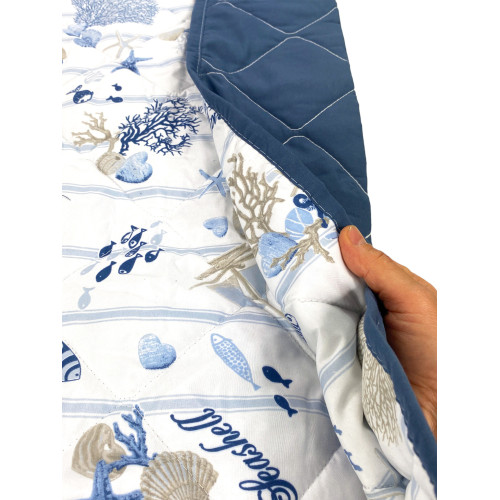 COLCHA ACOLCHADA CON LAZO DE MAR Corales y conchas con suela a rayas Made in Italy