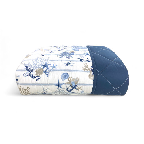 COLCHA ACOLCHADA CON LAZO DE MAR Corales y conchas con suela a rayas Made in Italy