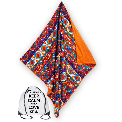 KIKOY India Toalla de Playa Doble Naranja – Algodón y Rizo