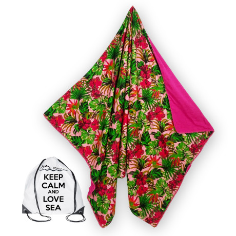 Serviette de plage double KIKOY Tropici fuchsia – Coton et éponge