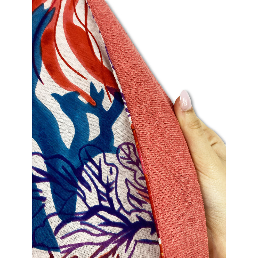 KIKOY Serviette de plage multicolore corail en coton et éponge avec sac à dos KEEP