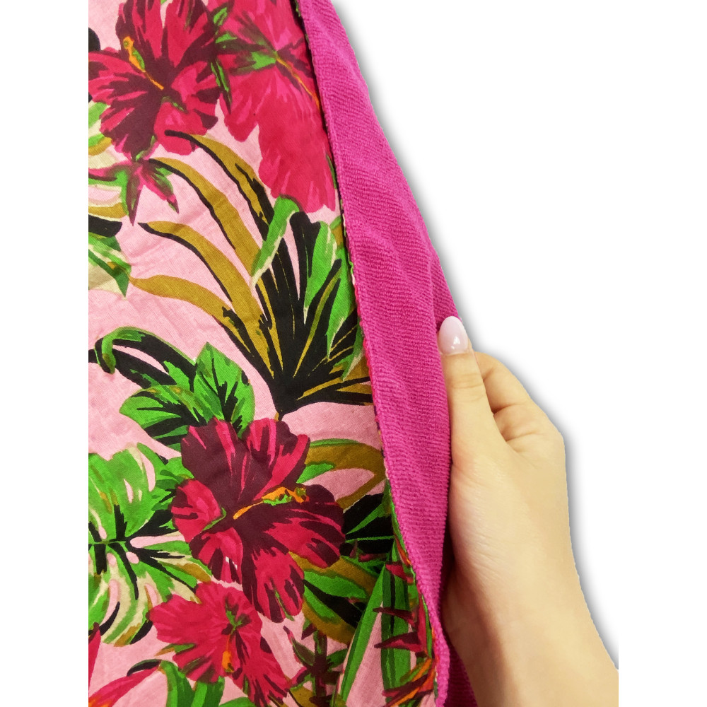 Double beach towel KIKOY Tropici fuchsia – Cotton and terry
