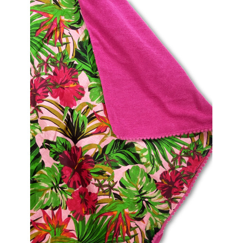 Doppeltes Strandtuch KIKOY Tropici fuchsia – Baumwolle und Frottee
