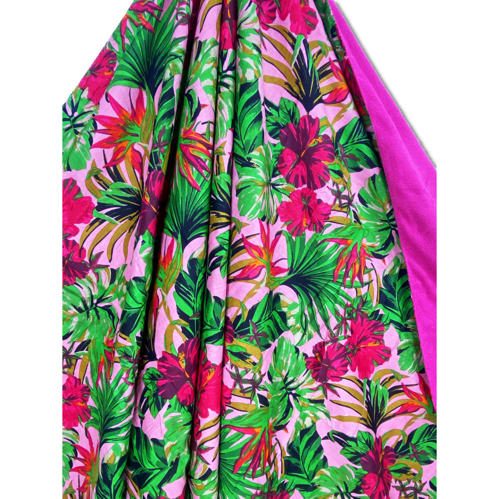 Telo mare doppio KIKOY Tropici fucsia – Cotone e spugna