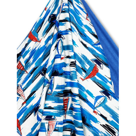 Serviette de plage double KIKOY Vela bleu – Tissu en coton et éponge 2