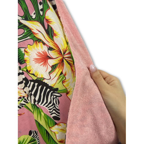 Serviette de plage double KIKOY Zebra Pink – Tissu en coton et éponge