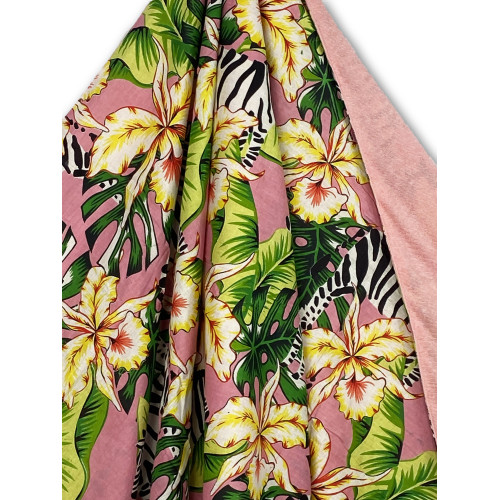 Serviette de plage double KIKOY Zebra Pink – Tissu en coton et éponge