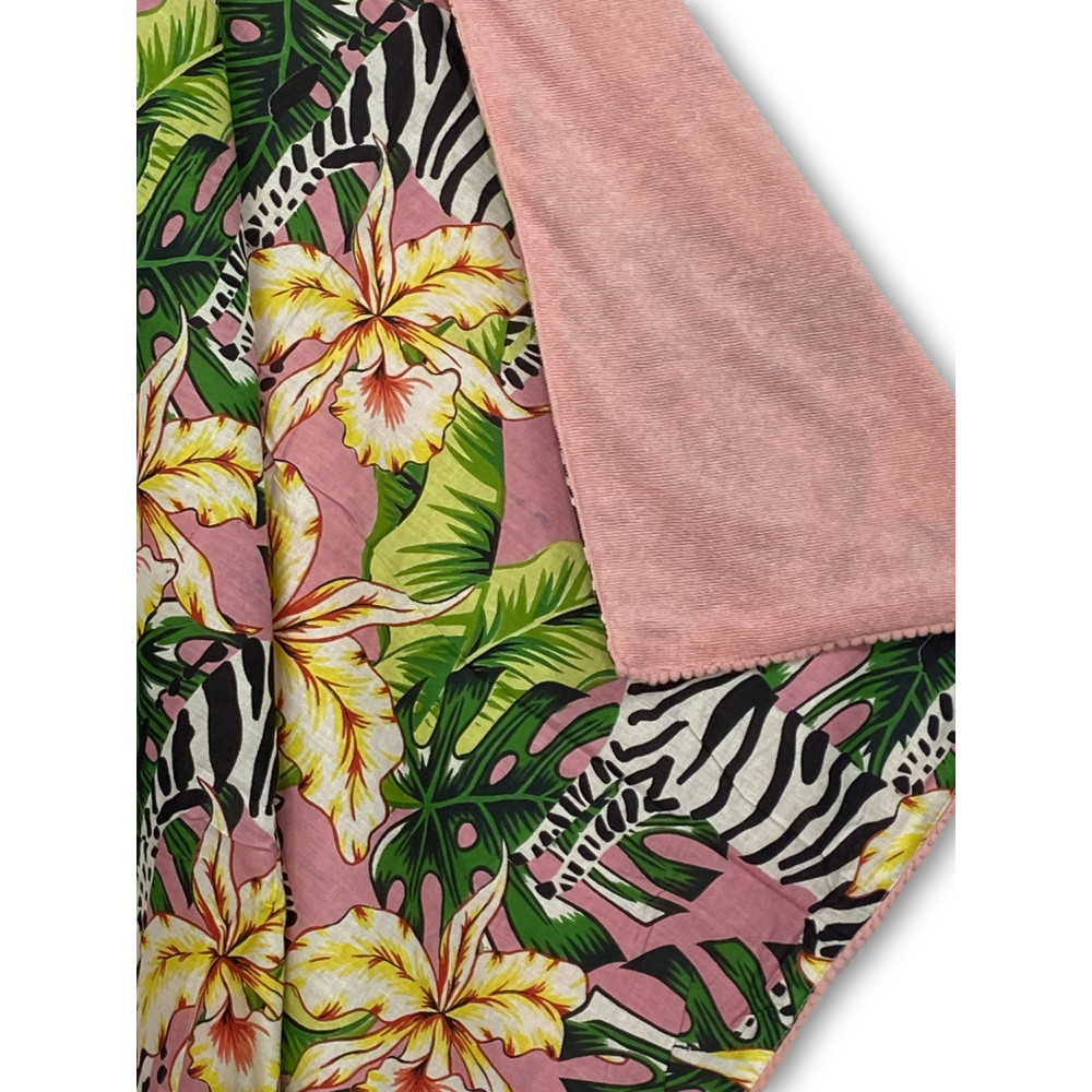 Toalla de playa doble KIKOY Zebra Pink – Tela de algodón y rizo