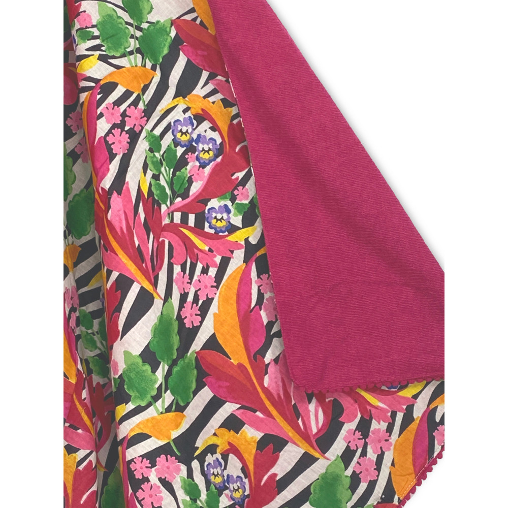 Serviette de plage double KIKOY Zebra fuchsia – Coton et éponge