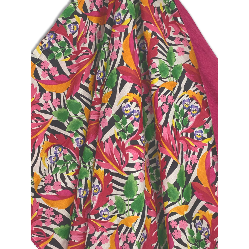 Serviette de plage double KIKOY Zebra fuchsia – Coton et éponge
