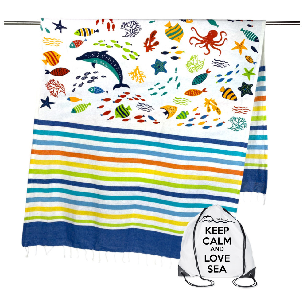 telo mare fouta in cotone con frange