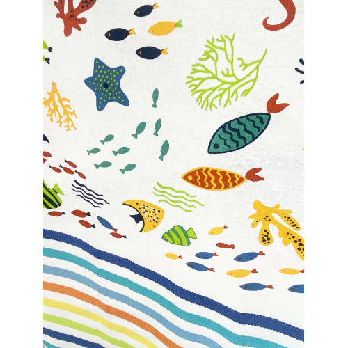 STRANDTUCH fouta FARBIGE FISCHE GRÖSSE GROSS mit Strandrucksack KEEP CALM CM.100X200