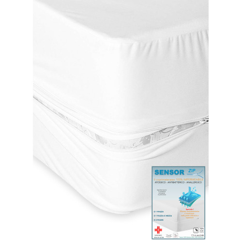 Housse de matelas imperméable avec capteur de fermeture éclair - Protection hypoallergénique complète