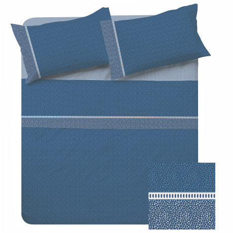 Draps doubles Coton Complet MAXI - Design moderne « Time » Pétrole, 100% Coton 2