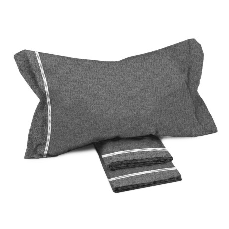 Doppellaken Baumwolle Full MAXI - Modernes Design "Time" Grau, 100% Baumwolle