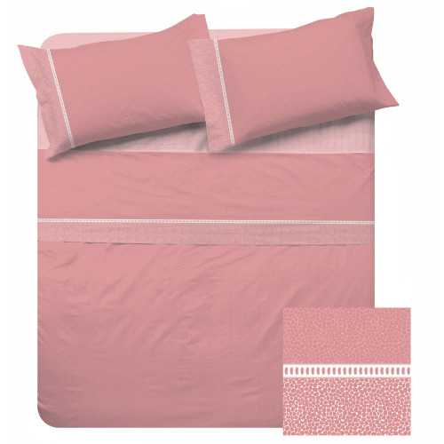 Sábanas Dobles Algodón Full MAXI - Diseño Moderno "Time" Rosa, 100% Algodón