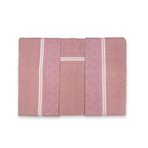 Draps doubles en coton Full MAXI - Design moderne « Time » rose, 100% coton