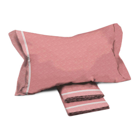 Lenzuola Matrimoniali Cotone Completo MAXI - Design Moderno "Time" Rosa, 100% Cotone