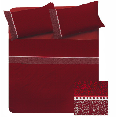 Conjunto de Sábanas Dobles de Algodón MAXI - Diseño Moderno "Time" Burdeos, 100% Algodón 2