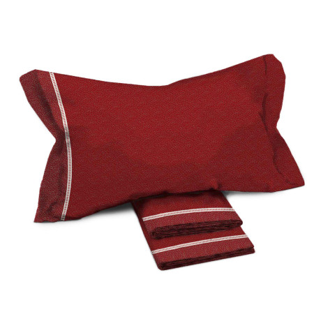 Conjunto de Sábanas Dobles de Algodón MAXI - Diseño Moderno "Time" Burdeos, 100% Algodón