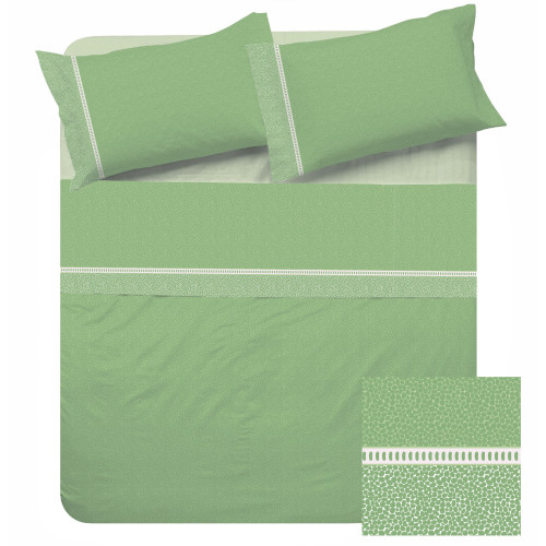 Draps doubles Tenue en coton MAXI - Design moderne « Time » vert, 100% coton