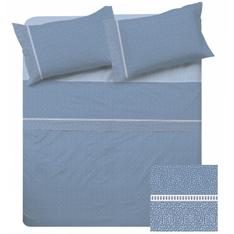 Double Sheets Cotton Suit MAXI - Modern Design "Time" Light Blue, 100% Cotton 2