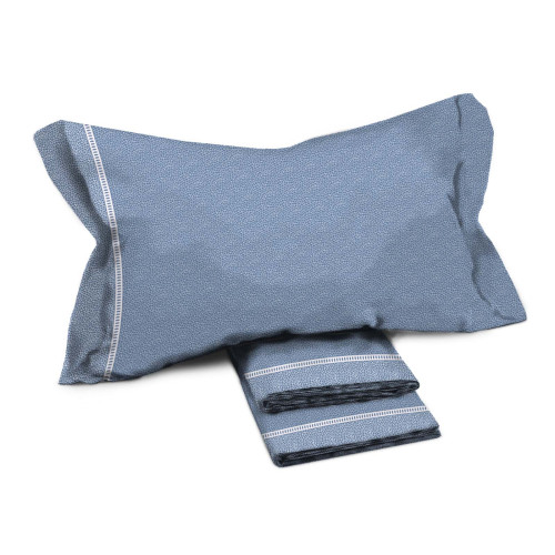 Doppellaken Baumwollanzug MAXI - Modernes Design "Time" Hellblau, 100% Baumwolle