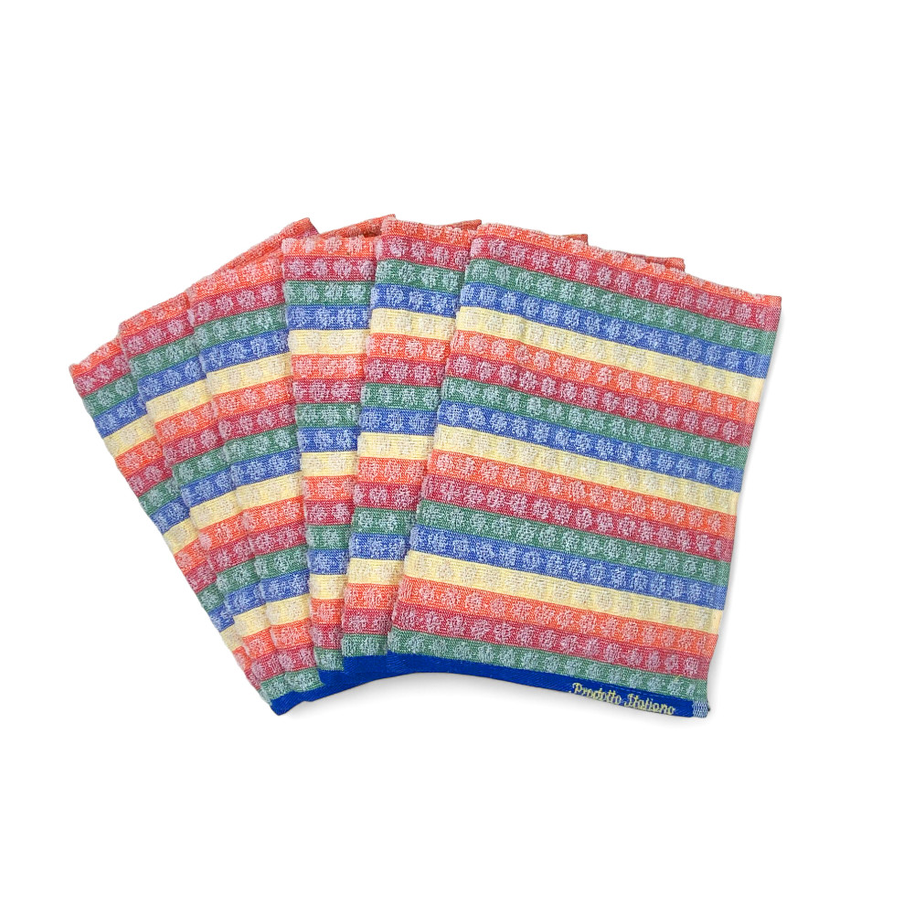 Set of 6 Multicolor Cotton Kitchen Towels - Terry Towels Made in Italy