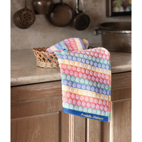 Lot de 6 torchons de cuisine en coton multicolore - serviettes éponge Made in Italy 2