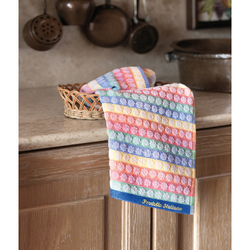 Set di 6 Strofinacci Cucina Cotone Multicolor - Canovacci Spugna Made in Italy