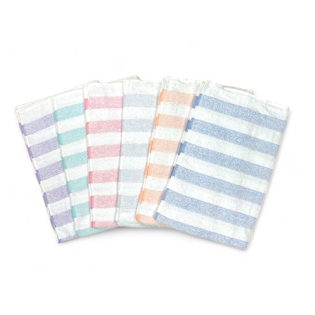 Set de Toallas de Baño a Rayas 60x100 cm y Toallas de Invitados 40x60 cm, 6 Piezas de Algodón, Made in Italy