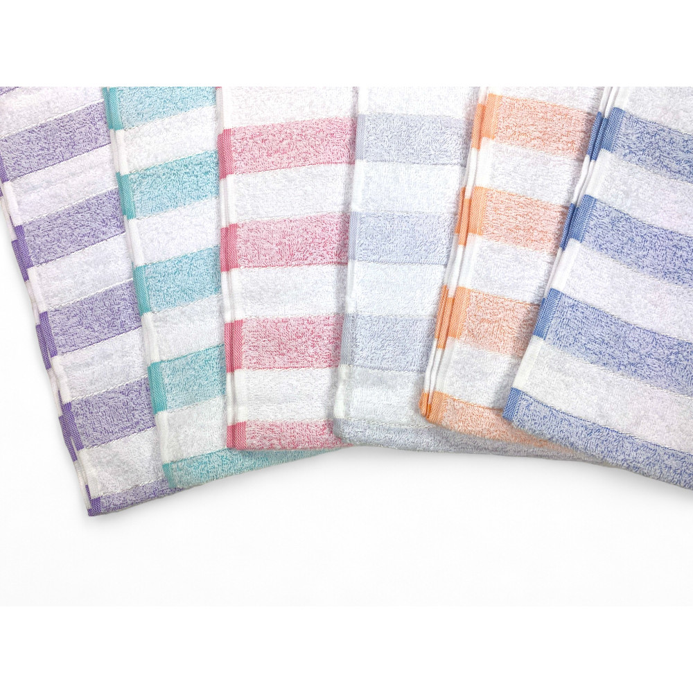 Set Asciugamani Bagno rigati 60x100 cm e Ospiti 40x60 cm, 6 Pezzi in Cotone, Made in Italy