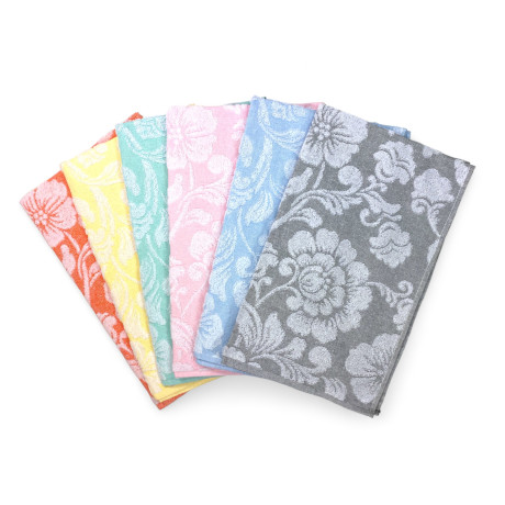 Juego de toallas de baño de flores 60x100 y 40x60 - 6 piezas, Algodón 350 gr/m², Made in Italy