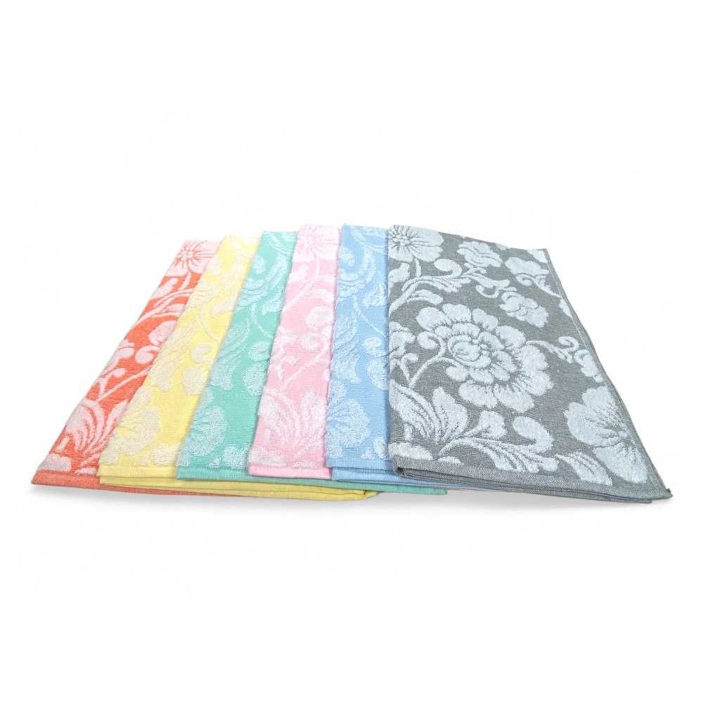 Flower Badetuch-Set 60x100 und 40x60 - 6 Stück, Baumwolle 350 gr/qm, Made in Italy