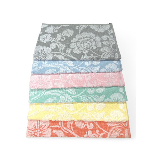 Set de serviettes de bain Flower 60x100 et 40x60 - 6 pièces, coton 350 gr/m², fabriqué en Italie