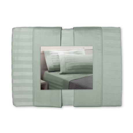 Ensemble de draps doubles en coton vert sauge | Parure de lit double en satin
