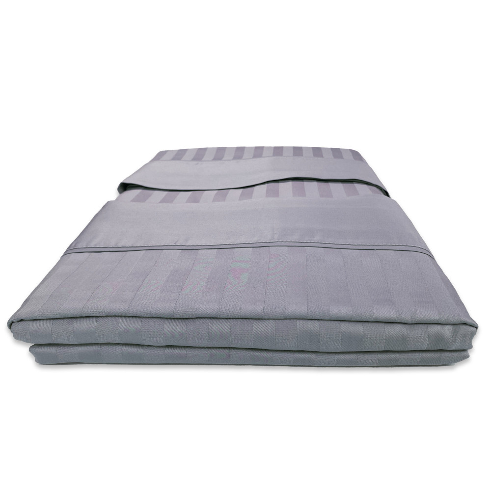 Ensemble de draps doubles en coton gris plomb | Parure de lit double en satin
